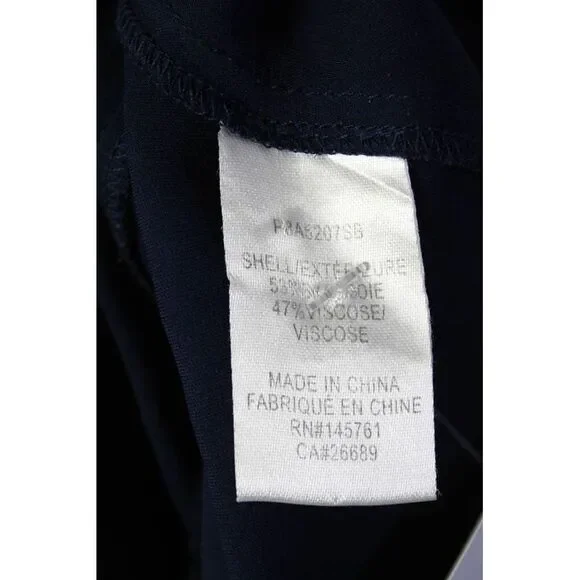 Parker Womens Silk Key Hole Neck Long Sleeves Blouse Navy Blue Size Extra Small - Picture 4 of 6